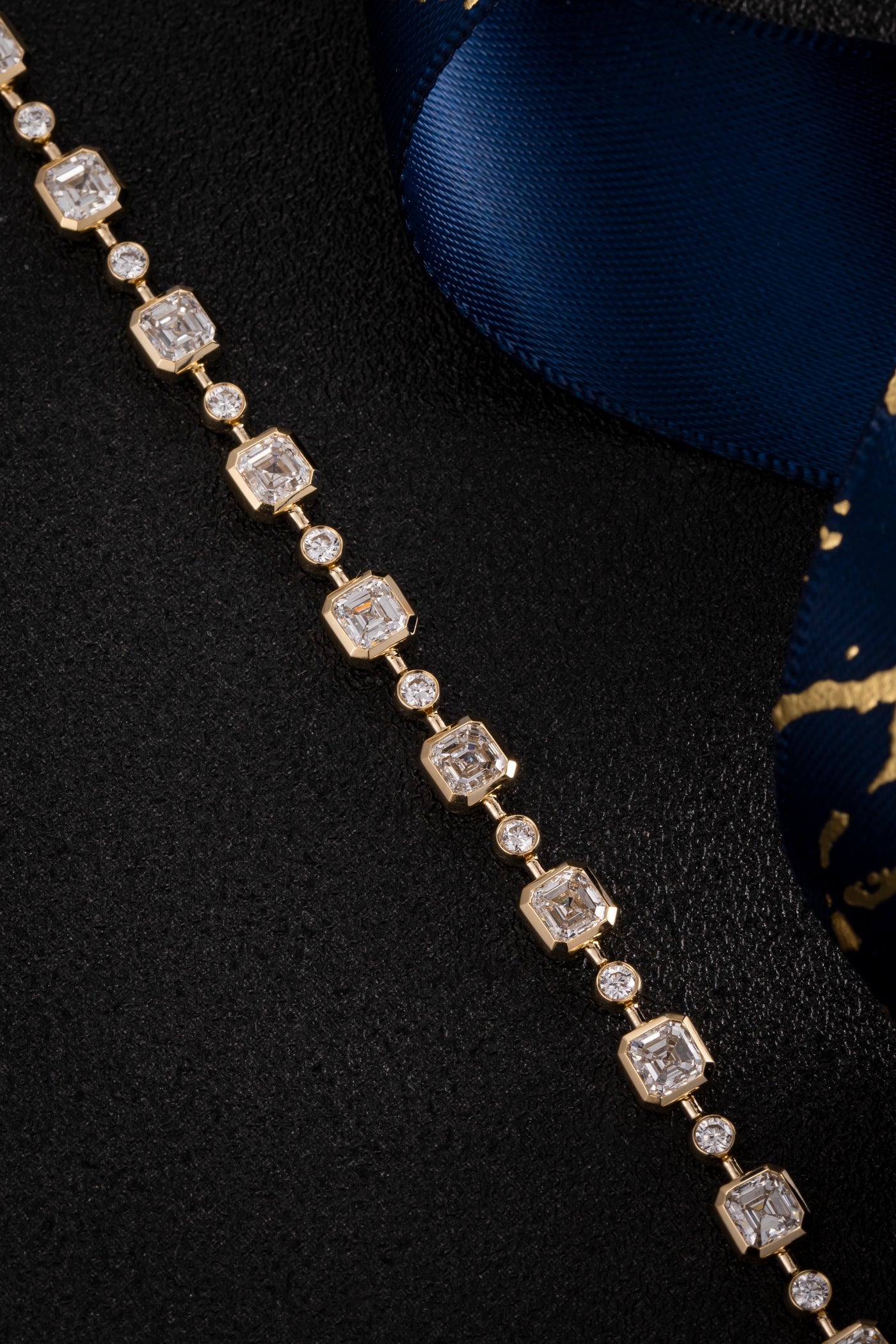Asscher Bezel Lab-Created Diamond Bracelet, 14K Gold