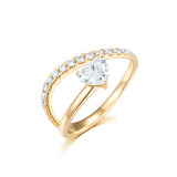 Heart Shape Delicated French V Split Lab-Created Diamond Engagement Ring, 14K Gold