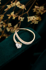 Heart Shape Delicated French V Split Lab-Created Diamond Engagement Ring, 14K Gold