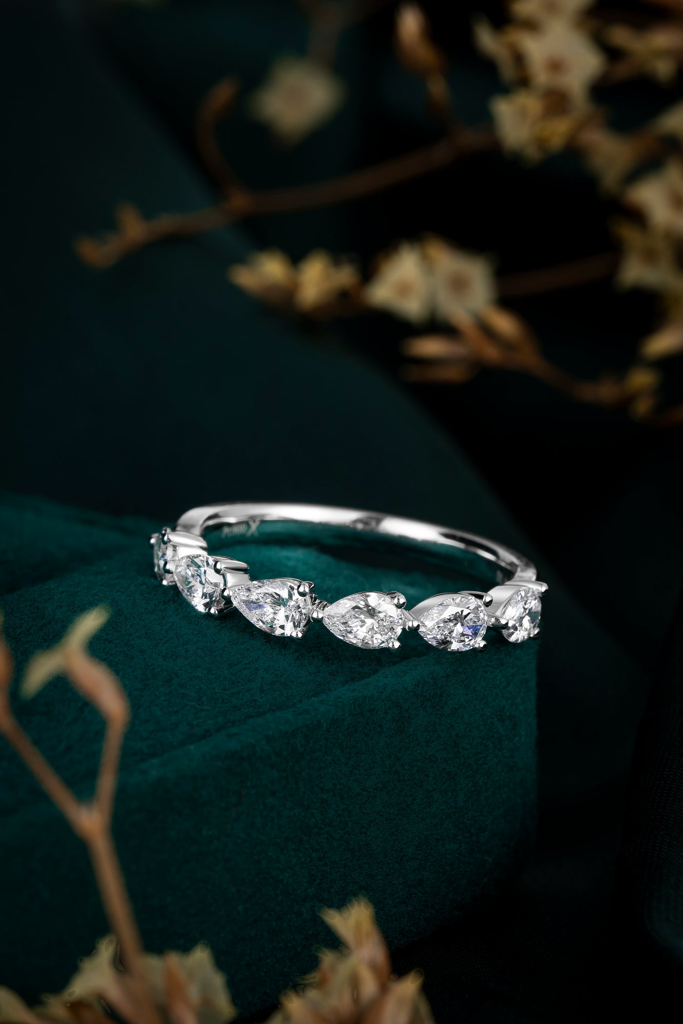 Pear Channel Setting Lab-Created Diamond Ring, Platinum