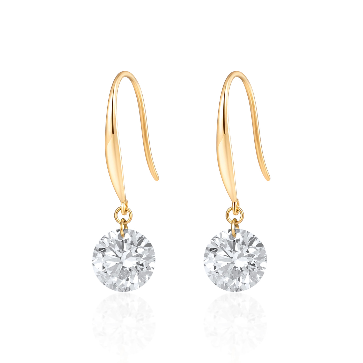 Round Solitaire Lab-Created Diamond Earring, 18K Gold