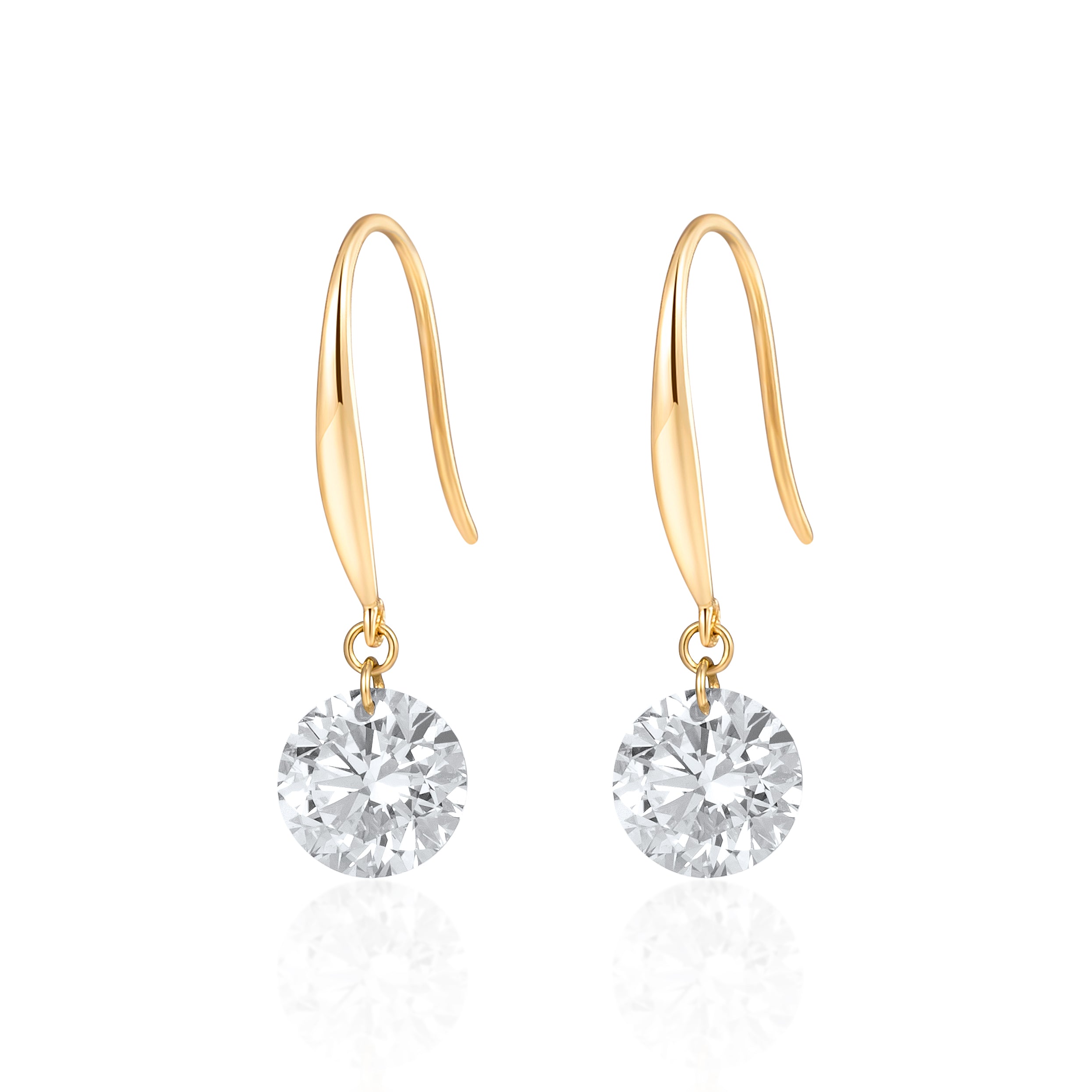 Round Solitaire Lab-Created Diamond Earring, 18K Gold