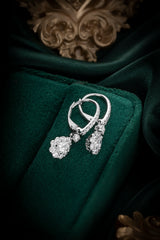Pear Princess Shared Prong Setting Lab-Created Diamond Hoop Earrings, Platinum