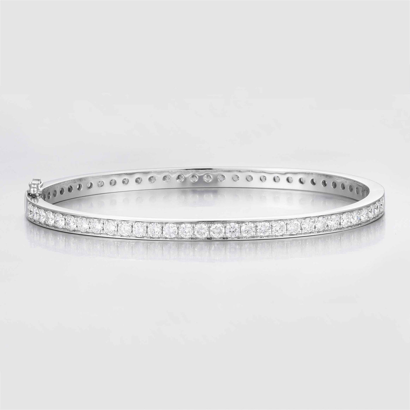 Round Channel Bead Prong Setting Lab-Created Diamond Bracelet, 14K White