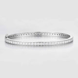 Round Channel Bead Prong Setting Lab-Created Diamond Bracelet, 14K White
