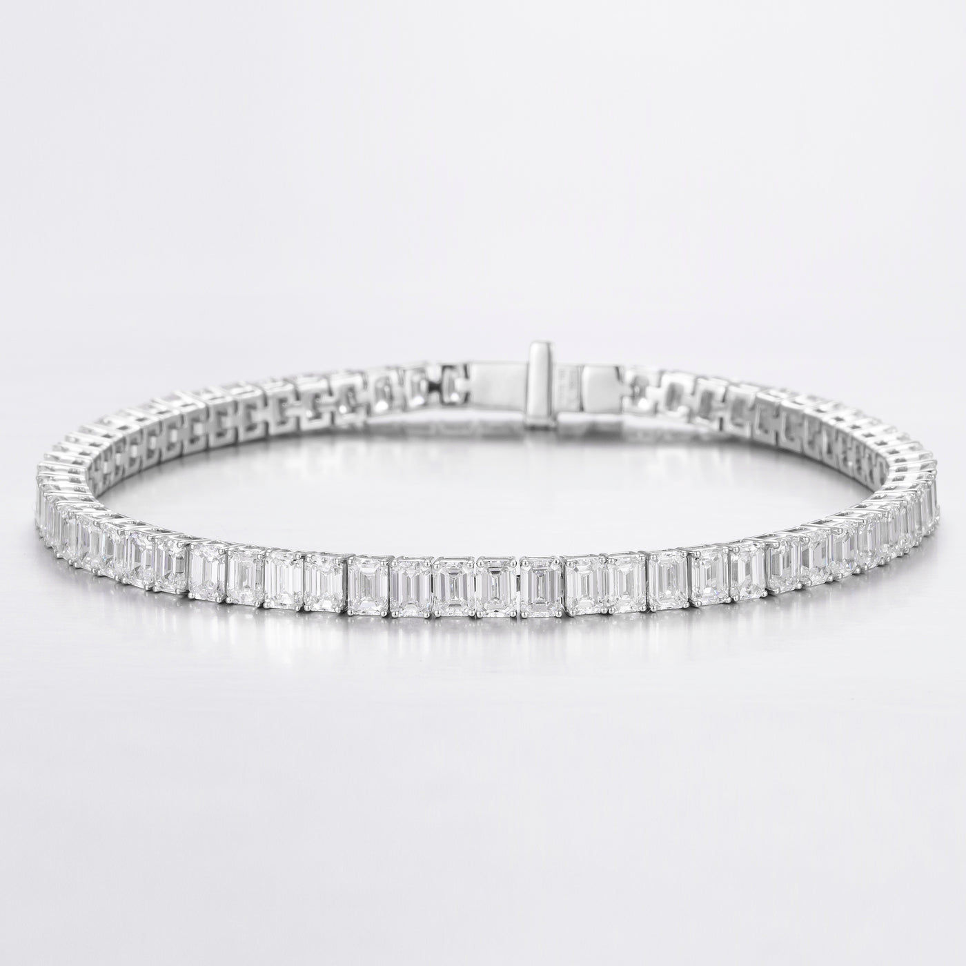 Emerald Shared Prong Setting Lab-Created Diamond Bracelet, 18K Gold