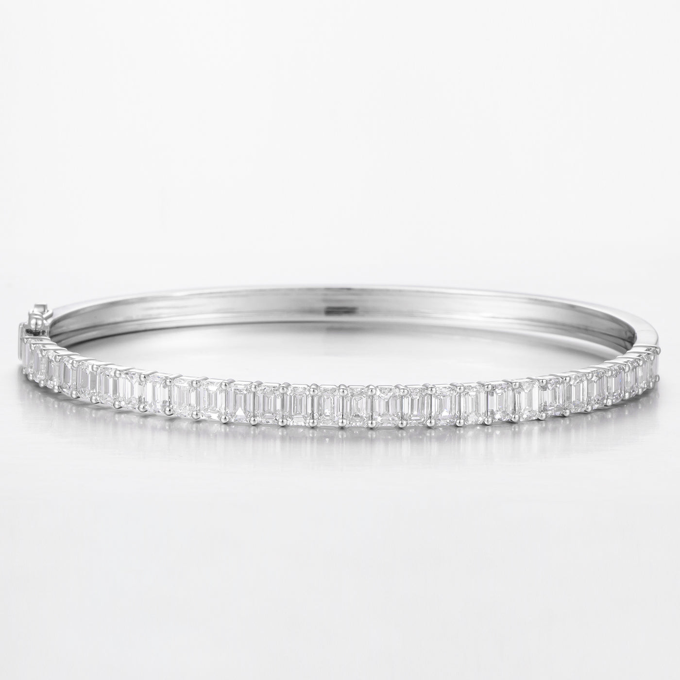 Emerald Shared Prong Setting Lab-Created Diamond Bracelet, Platinum