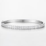 Emerald Shared Prong Setting Lab-Created Diamond Bracelet, Platinum