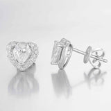 Pear Heart-Shaped Halo Lab-Created Diamond Stud Earrings, Platinum