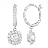 Round Halo Setting Lab-Created Diamond Hoop Earrings, Platinum