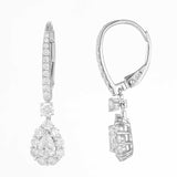 Pear Princess Shared Prong Setting Lab-Created Diamond Hoop Earrings, Platinum