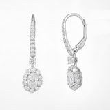 Oval Halo Setting Lab-Created Diamond Hoop Earrings, Platinum