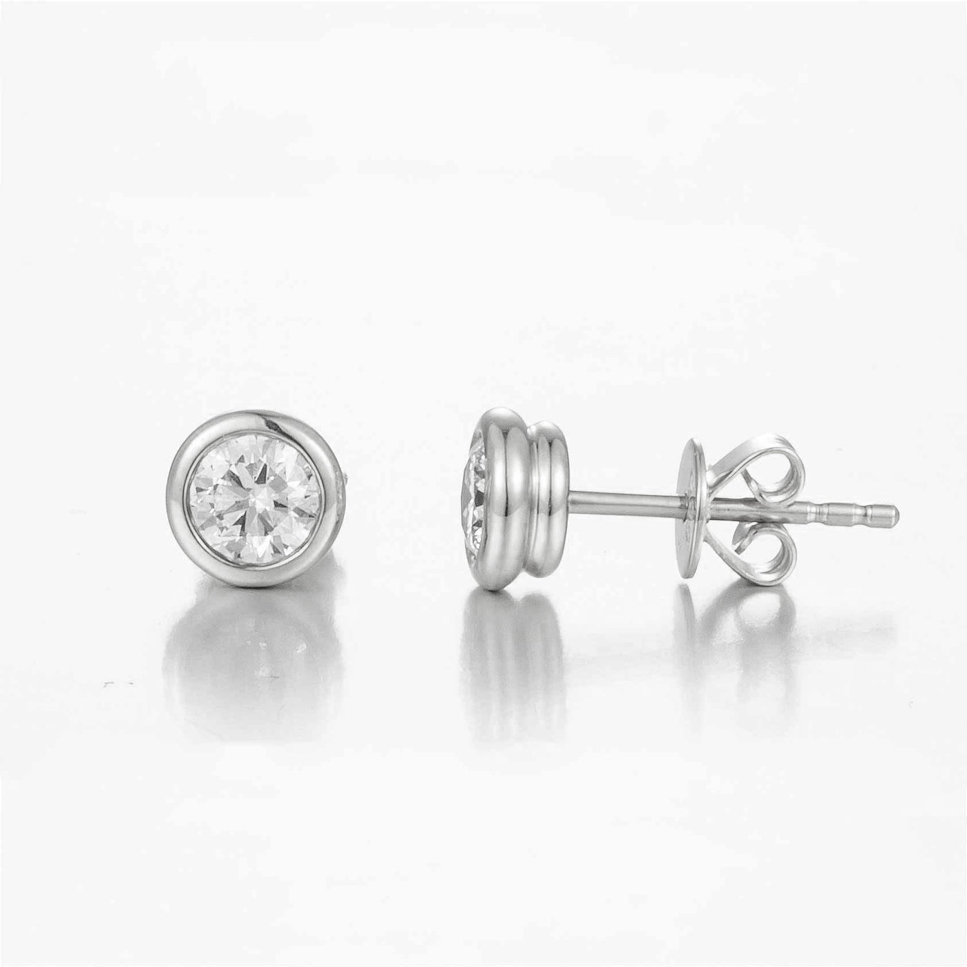 Round Bezel Lab-Created Diamond Stud Earrings, Platinum