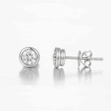 Round Bezel Lab-Created Diamond Stud Earrings, Platinum