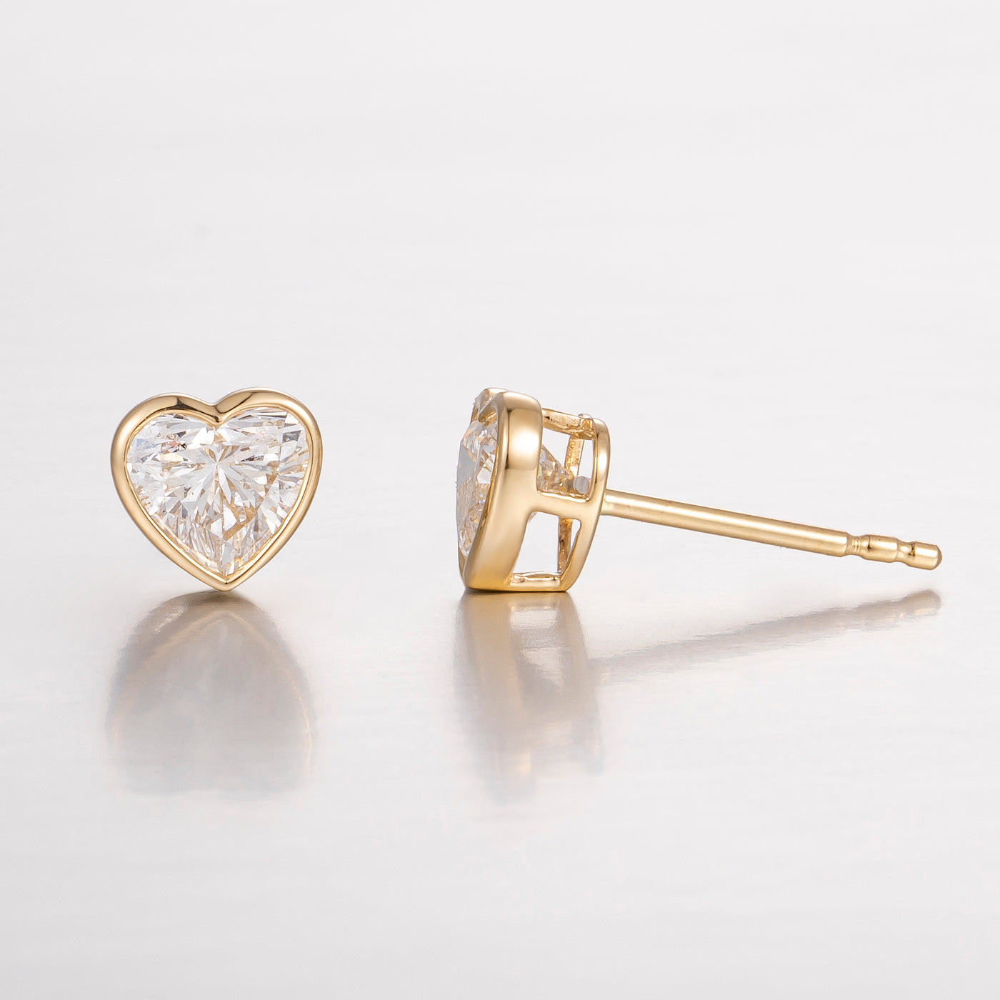 Heart Bezel Lab-Created Diamond Stud Earrings, 14K Gold