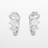 Emerald Three Stones Lab-Created Diamond Hoop Earrings, Platinum