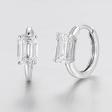Emerald Solitaire Lab-Created Diamond Hoop Earrings, Platinum