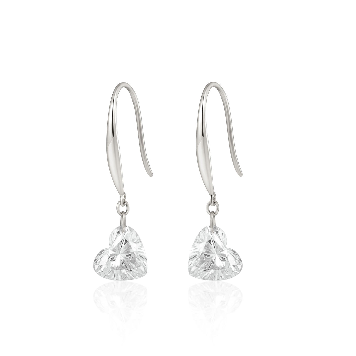Heart Solitaire Lab-Created Diamond Earring, 18K White