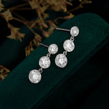 Three Stone Round Bezel Lab-Created Diamond Earrings, 14K White
