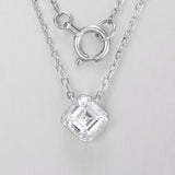 Asscher Floating Bezel Lab-Created Diamond Necklace, Platinum