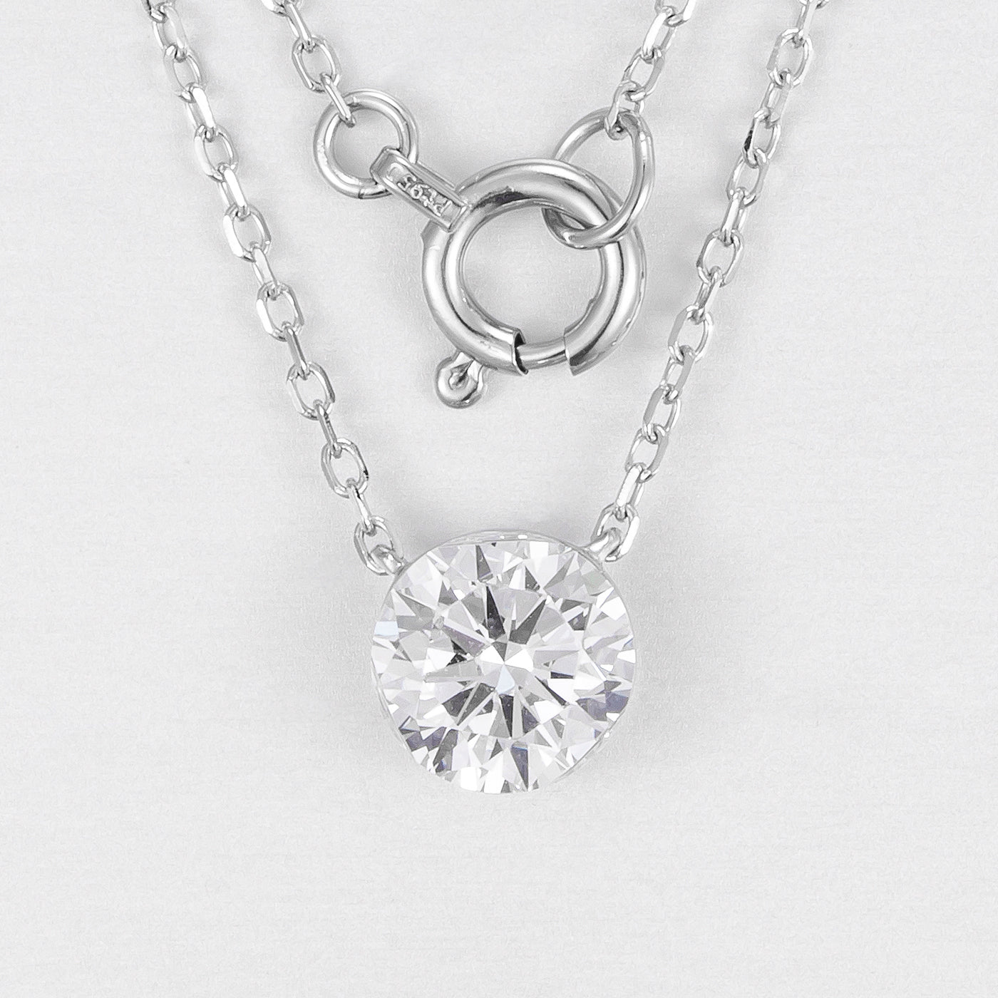Round Floating Bezel Lab-Created Diamond Necklace, 14K Gold