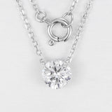 Round Floating Bezel Lab-Created Diamond Necklace, 14K Gold