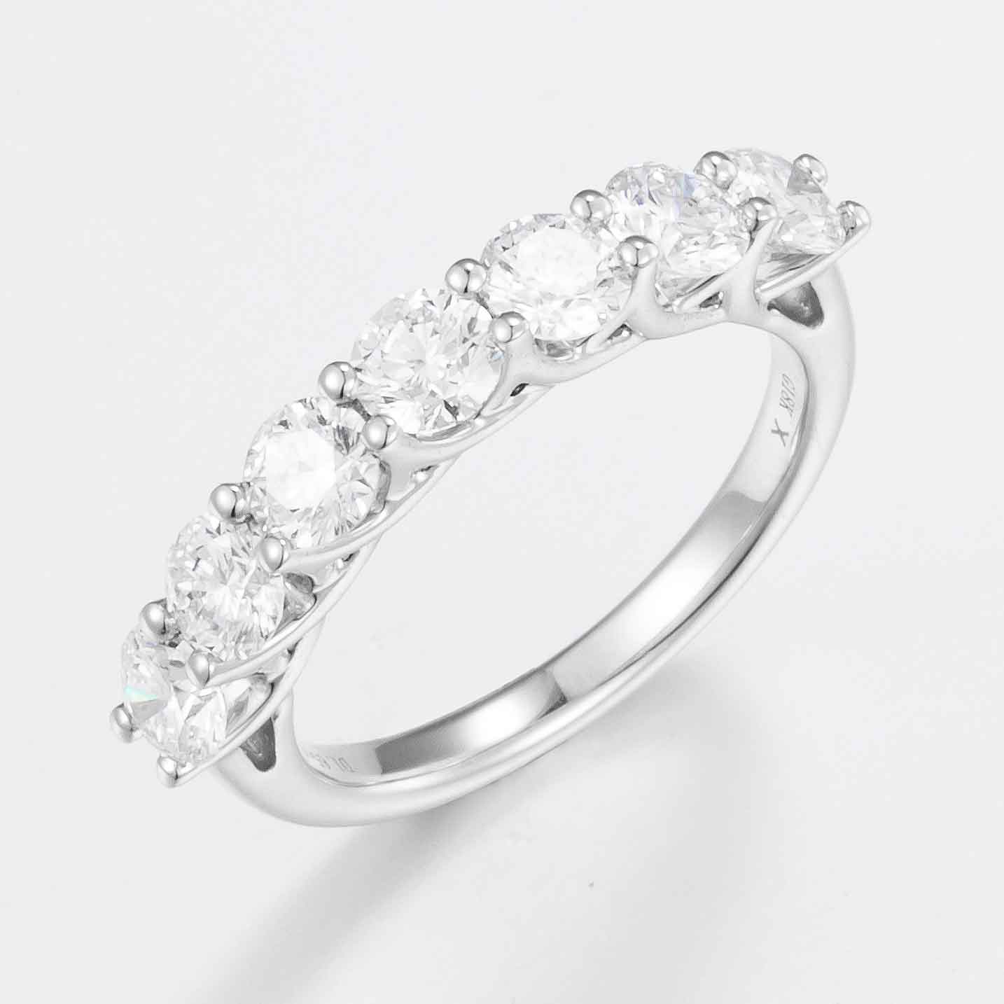 Round Lab-Created Diamond with Shared Prong Setting Ring, 18K White
