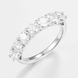 Round Lab-Created Diamond with Shared Prong Setting Ring, 18K White